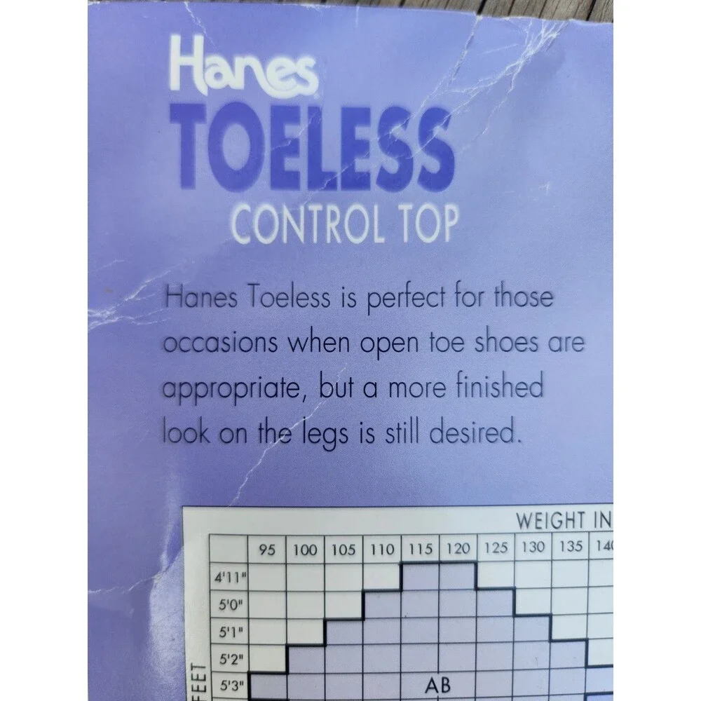 Hanes Pantyhose Toeless Control Top Buff Sz CD New Stockings Nylons OG097. 2002.